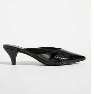 Anthropologie Matisse Black Cut-Out Pointed Toe Mule Heels Sz 8